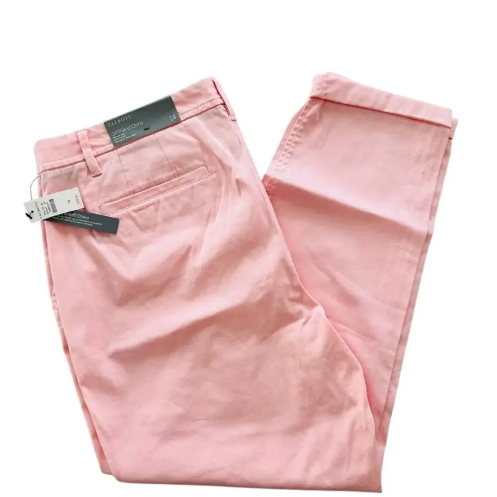 Talbots Girlfriend Chino Size 14 Pink NEW Ankle Cotton Spring Summer Casual - Picture 2 of 4